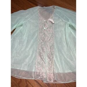 Vtg 70s 60s Rare PONCHO/ROBE Lingerie Van Raalte Sheer Green size 34 NWT